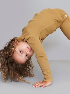 Marron - KIDLY By MORI pyjama stretch côtelé doux 100% coton