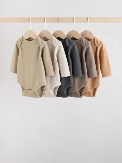 Marron - Lot de 5 bodies bébé à manches longues