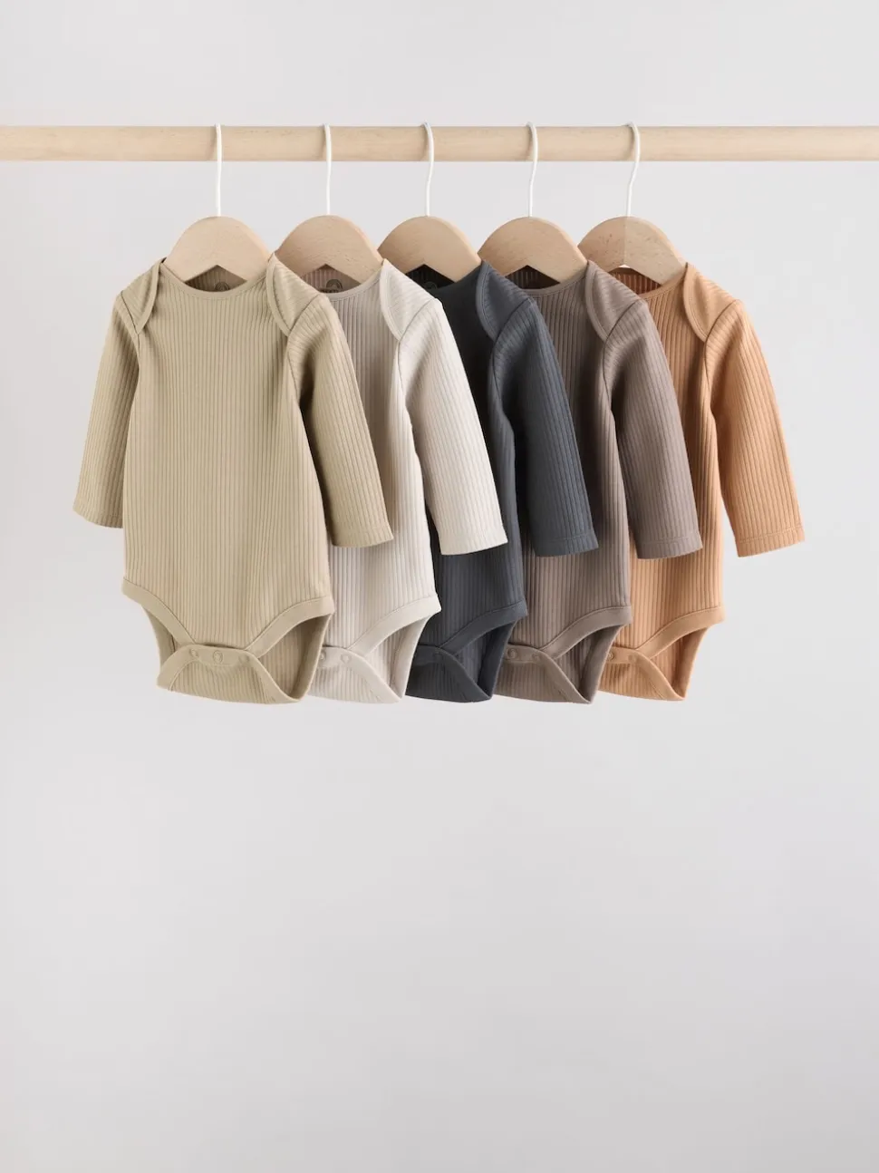 Marron - Lot de 5 bodies bébé à manches longues