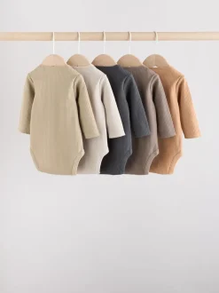 Marron - Lot de 5 bodies bébé à manches longues