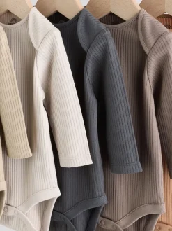 Marron - Lot de 5 bodies bébé à manches longues