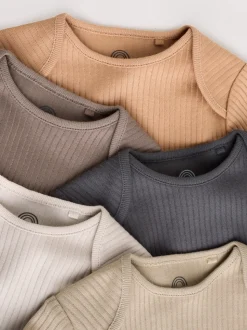 Marron - Lot de 5 bodies bébé à manches longues