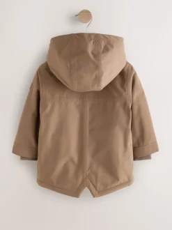 Marron - Parka imperméable doublée de borg (3mois-7ans)