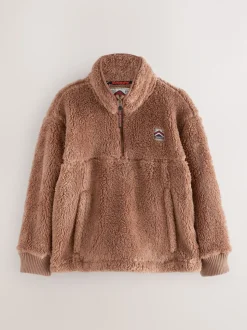 Marron - Polaire Superdry quart zippée