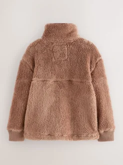 Marron - Polaire Superdry quart zippée