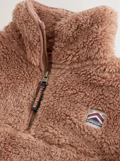 Marron - Polaire Superdry quart zippée