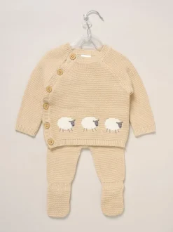 Marron - Rock-A-Bye Baby Boutique Ensemble cardigan et pantalon à pieds en maille véritable éléphant