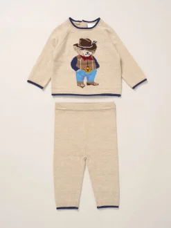 Marron - Rock-A-Bye Baby Boutique True Knit Cowboy Bear Pull et Pantalons Marron Ensemble