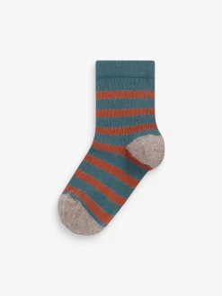 Marron Animal rayures - Paquet de chaussettes en coton riche 7