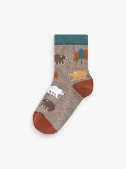 Marron Animal rayures - Paquet de chaussettes en coton riche 7