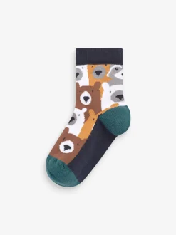 Marron Animal rayures - Paquet de chaussettes en coton riche 7