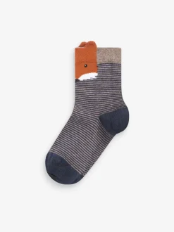 Marron Animal rayures - Paquet de chaussettes en coton riche 7