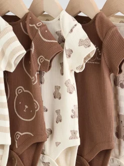 Marron chocolat - Bébé Manches courtes Bodysuits 5 Pack
