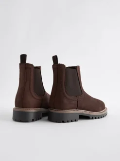 Marron chocolat - Bottes Chelsea en cuir à doublure chaude