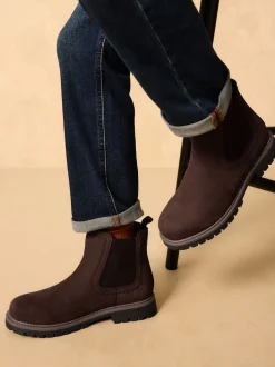 Marron chocolat - Bottes Chelsea en cuir à doublure chaude