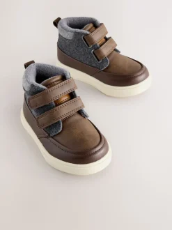 Marron chocolat - Bottines à fermeture scratch