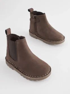 Marron chocolat - Bottines Chelsea en cuir doublées