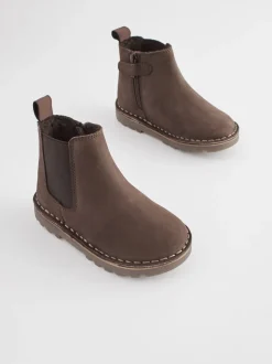 Marron chocolat - Bottines Chelsea en cuir doublées