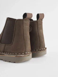 Marron chocolat - Bottines Chelsea en cuir doublées