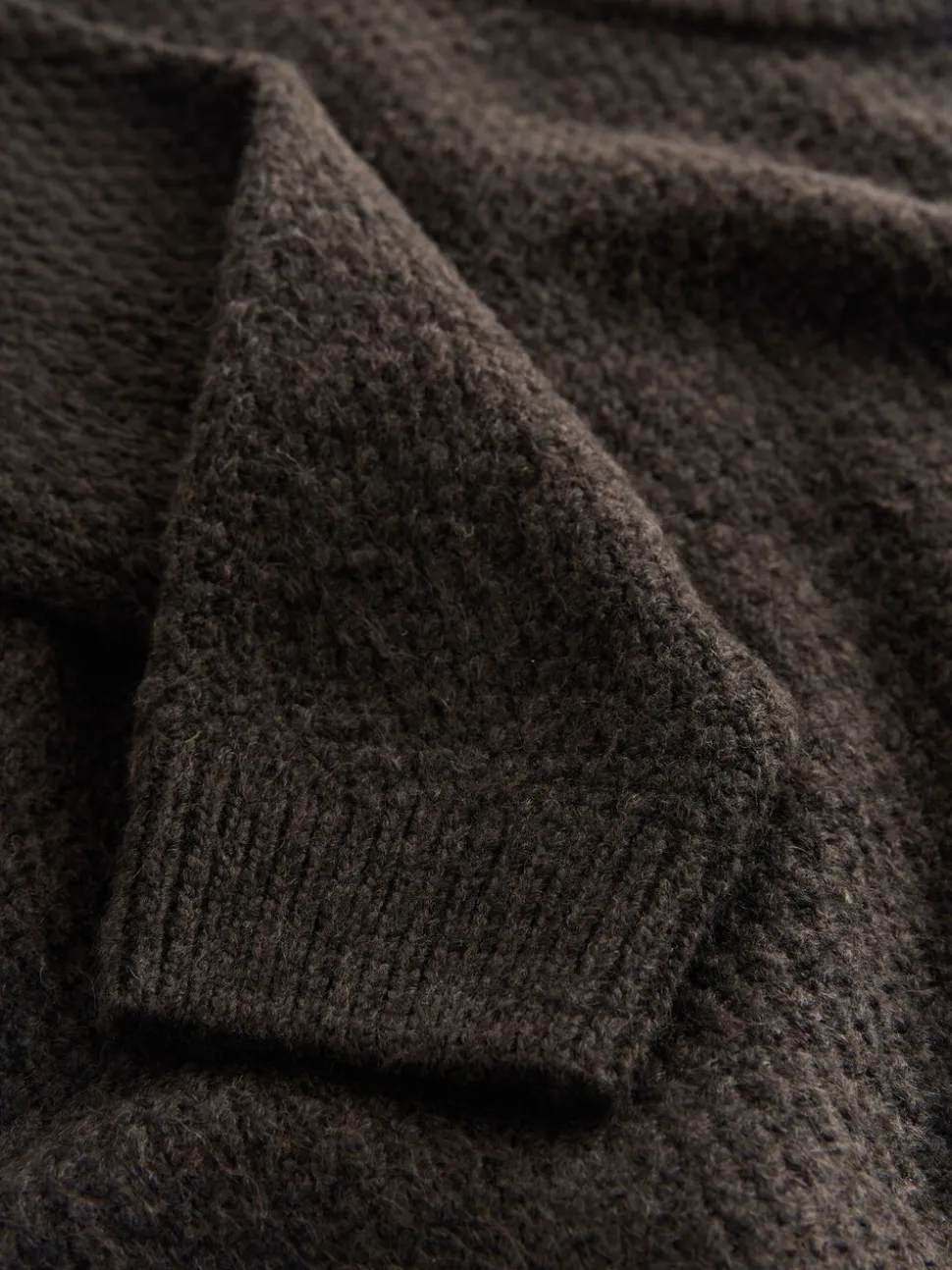 Marron chocolat - Pull texturé en maille à col rond (3-16ans)