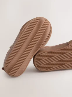 Marron fauve - Bottes chevrons à lacets élastiques et fermeture tactile