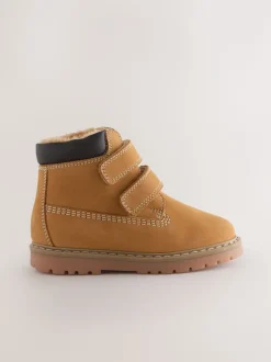 Marron fauve - Bottes de travail en cuir à fermeture scratch™ doublées thermiques