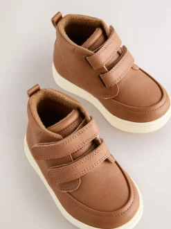 Marron fauve - Bottines avec fermeture scratch et doublure chaude