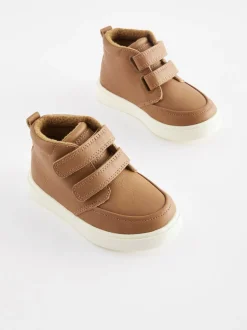 Marron fauve - Bottines avec fermeture scratch et doublure chaude