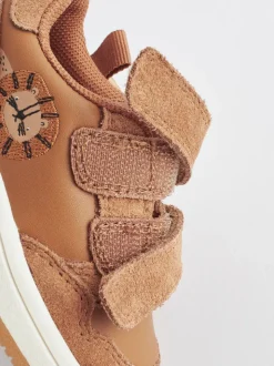 Marron fauve - Chaussures bébé Splash en cuir à fermeture scratch