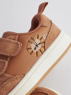 Marron fauve - Chaussures bébé Splash en cuir à fermeture scratch