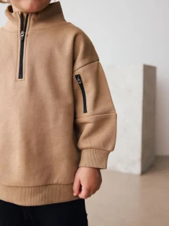 Marron fauve - Ensemble haut demi-zip et jogging (3mois à7ans)