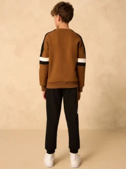 Marron fauve - Ensemble ras du cou color block (3-16ans)