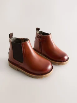Marron fauve - Leather Chelsea Boots