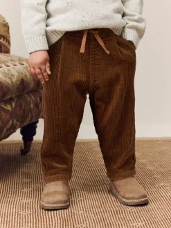 Marron fauve - Pantalon à enfiler en velours côtelé texturé (3mois7ans)