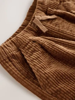 Marron fauve - Pantalon à enfiler en velours côtelé texturé (3mois7ans)