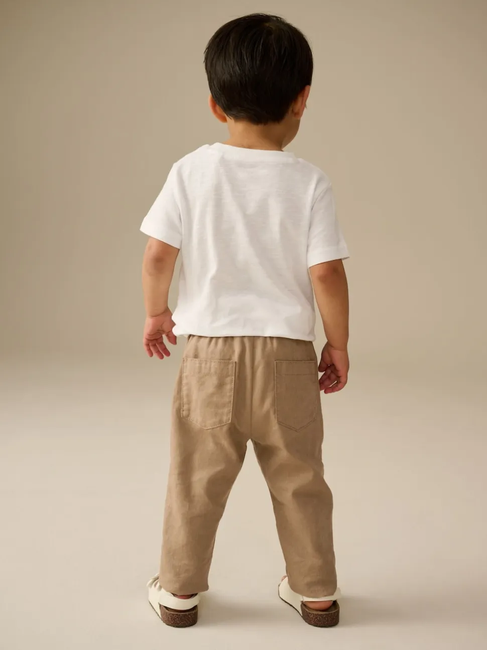 Marron fauve - Pantalon en lin Blend à enfiler (3mois-7ans)