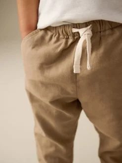 Marron fauve - Pantalon en lin Blend à enfiler (3mois-7ans)