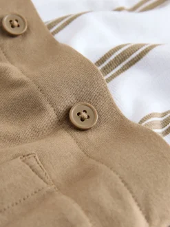 Marron fauve - T-shirt chemise et Joggings en jersey Ensemble 3 Pieces (3mois-7ans)