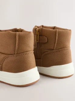 Marron fauve doublé chaud - Bottes matelassées à enfiler