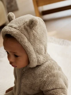 Marron mink - Combinaison bébé en polaire