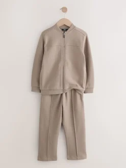 Marron mink - Ensemble veste bomber en jersey élégant et jogging (3-16ans)