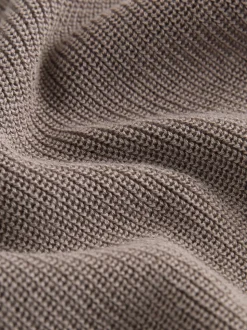 Marron mink - Manches longues Quarter Zip Knitted Polos (3mths-7yrs)