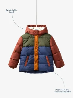 Marron Multicolore - Doudoune JoJo Maman Bébé à capuche doublée Borg