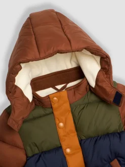 Marron Multicolore - Doudoune JoJo Maman Bébé à capuche doublée Borg