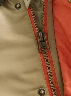 Marron neutre - Manteau à capuche avec col en velours côtelé résistant à la douche (3mois-7ans)