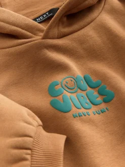 Marron rouille - Ensemble sweat à capuche et jogging imprimé Cool Vibes (3mois7ans)