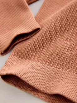 Marron rouille - Polo en maille à manches longues et col zippé (3-16ans)