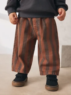 Marron rouille rayé - Pantalon large à enfiler (3mois-7ans)