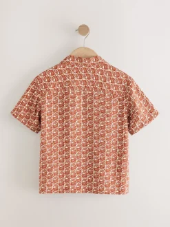 Marron/orange - Chemise imprimée Manches courtes (3-16ans)