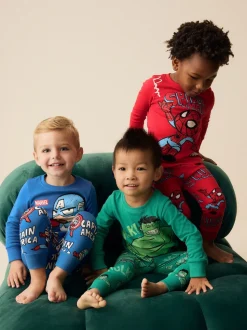 Marvel Rouge/Vert/Bleu - Lot de 3 pyjamas Snuggle (9mois-8ans)